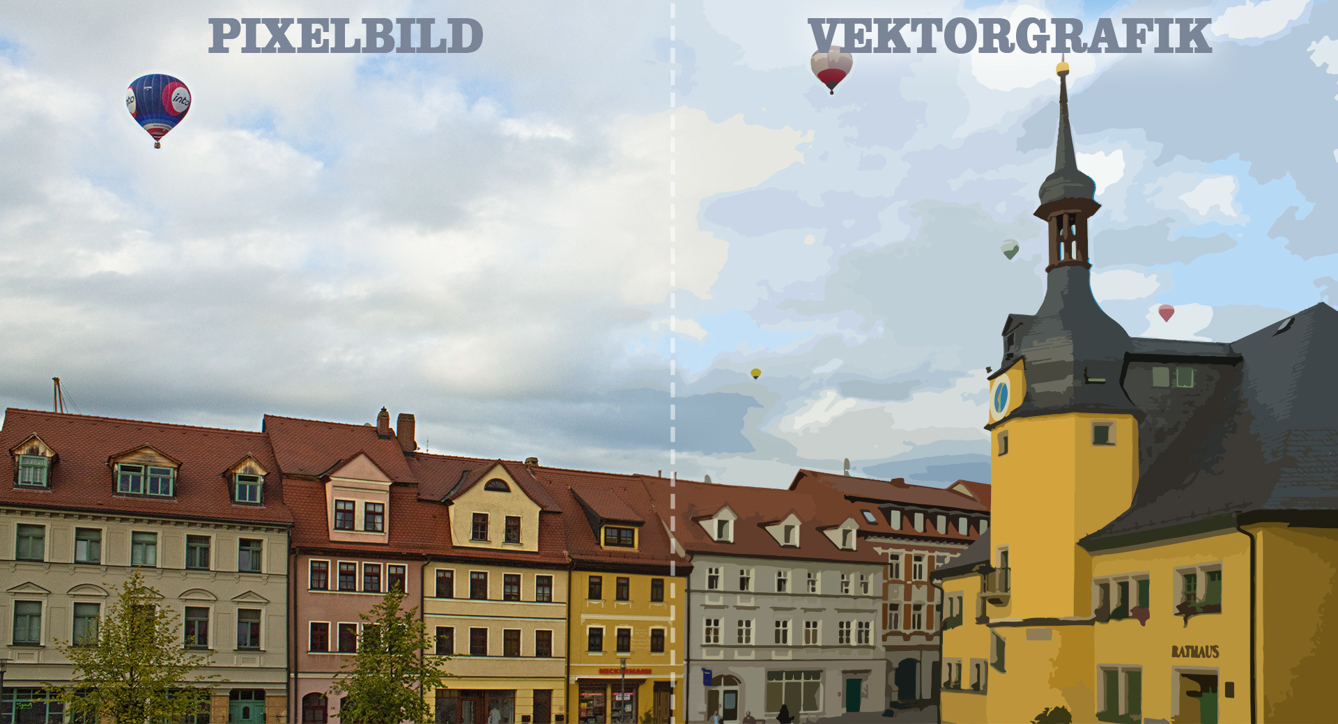 Pixel vs. Vektor - Pixelbild und Vektorgrafik - Vergleich zwischen Pixelbild und Vektorgrafik